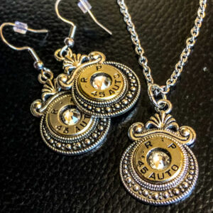Formal Bullet Slice Earings and Pendant Set.