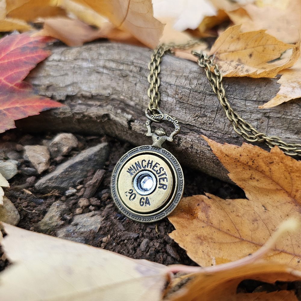 Pocket Watch 20ga Bullet Slice Necklace